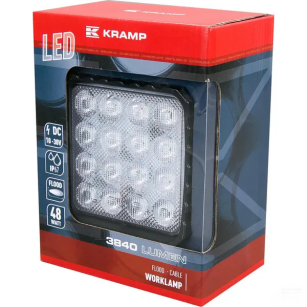 Lampa robocza LED, kwadratowa, 48W 3840 lm 10/30V światło rozproszone 16 LED Kramp